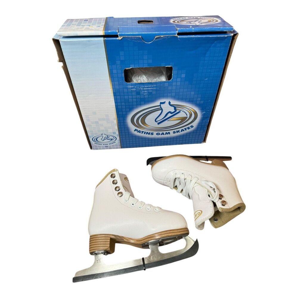 Patins Gam White Ice Skates Kids Toddler Girls Size 11J / EUR 26.5 / JPN 16